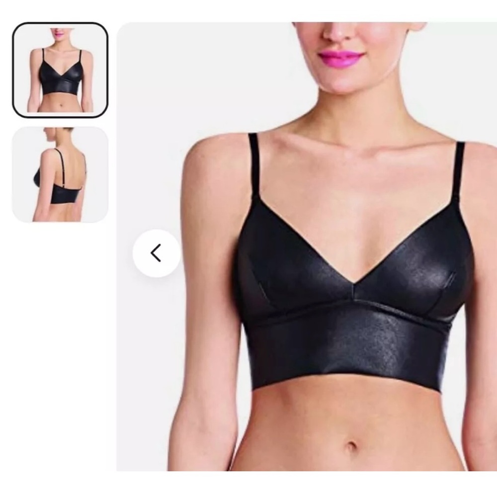 Black Vegan Leather Longline Bra Bralette SEXY Layering Bra NWT
